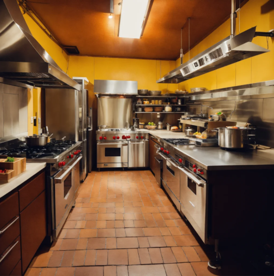 Traditional Hyderabadi kitchen with copper handis and aromatic spices